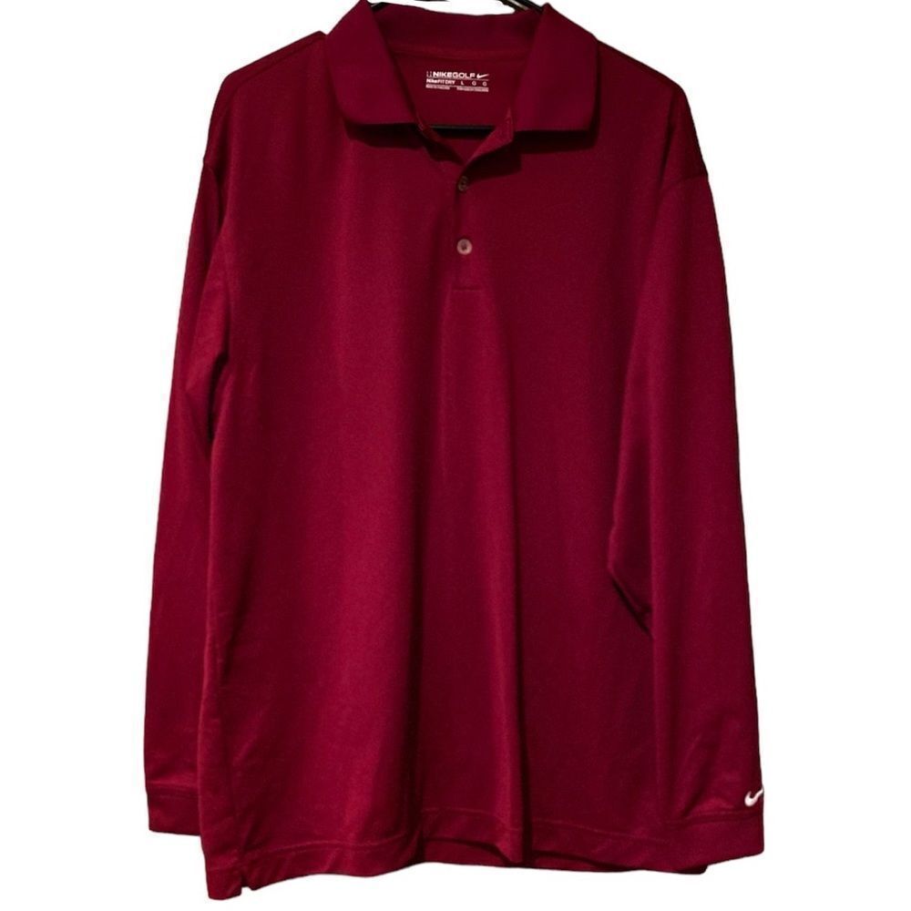 Nike Golf Dri Fit Burgundy Long Sleeve Polo Size Large